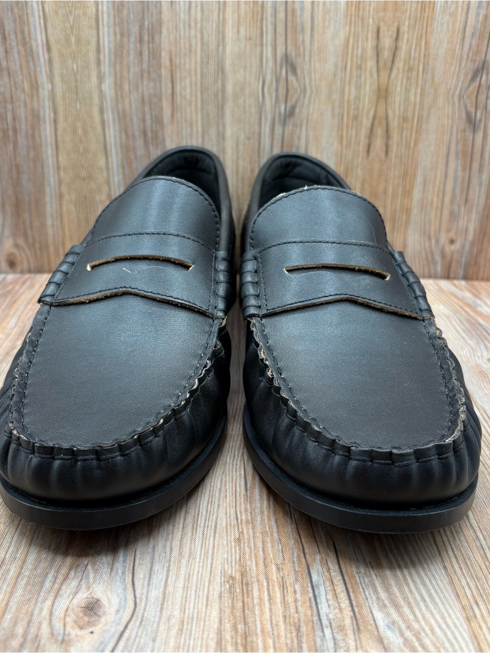 Zara Mens Penny Loafers Classic Leather Black Slip On EU 43 - Picture 2 of 8